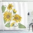 thumbnail image 1 of Aster Shower Curtain, Hand Drawn Style Bedding Plants with Green Leaves Artwork, Fabric Bathroom Set with Hooks, 69W X 84L Inches Extra Long, Reseda Green Earth Green and Umber, by Ambesonne, 1 of 3