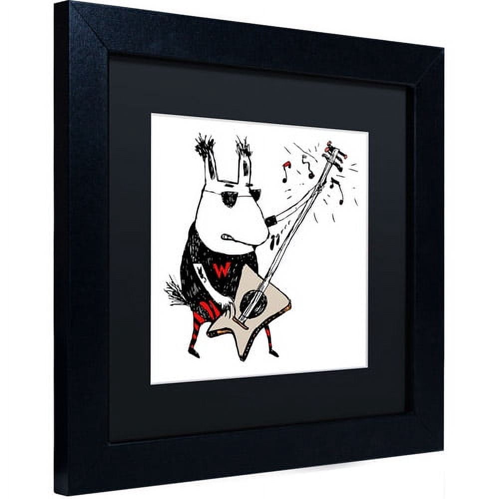 Trademark Fine Art "Wild Guitar Wolf" Canvas Art by Carla Martell, Black Matte, Black Frame