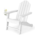 thumbnail image 1 of Patiojoy Chaise Adirondack Chaise de Foyer Extérieure avec Porte-Gobelet Chaise Longue Résistante aux Intempéries pour Cour Arrière Jardin Patio et Terrasse Blanc, 1 of 8