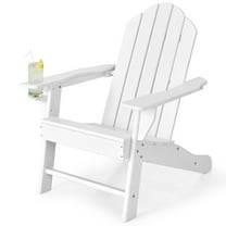 Patiojoy Adirondack Chair Outdoor with Cup Holde Weather Resistant Lounger Chair for Backyard Garden Patio and Deck White