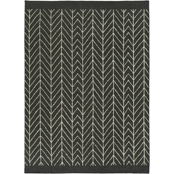 Hauteloom Clymer Wool Living Room, Bedroom Area Rug - Bohemian/Global - Black, Off White - 5' x 7'6"