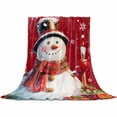 thumbnail image 2 of Christmas Throw Flannel Blanket 60x80In Xmas Snowman Lights Snowflakes Red Super Soft Cozy Bed Blanket, Lightweight Plush Fuzzy Bed Throw for Bedroom Sofa Couch Living Room, 2 of 4