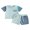 Blue, variant on Qtinghua 2Pcs Infant Toddler Baby Boy Girl Summer Outfits Short Sleeve Contrast Color Tops and Shorts Clothes