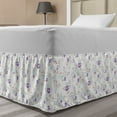 thumbnail image 1 of Floral Bed Skirt, Flowers in Pastel Tones on Plain Background Spring Vintage Inspired, Elastic Bedskirt Dust Ruffle Wrap Around for Bedding Decor, 4 Sizes, White Violet and Pale Blue, by Ambesonne, 1 of 2
