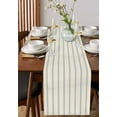 thumbnail image 4 of ERUNPONLY Sage Green Striped Table Runner - 120 Inch Long Rustic Green Stripe Modern Art Beige Cotton Linen Blended Dress Scarves Farmhouse Table Runner for Kitchen Dining, Coffee Table, 13"x120", 4 of 8