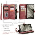 thumbnail image 6 of Wallet Case Compatible with Google Pixel 8A, Multifunctional Magnetic Closure Folio Case, [RFID Blocking] Durable PU Leather Flip Lanyard Strap Wristlet Zipper Card Holder Phone Case, Red, 6 of 10
