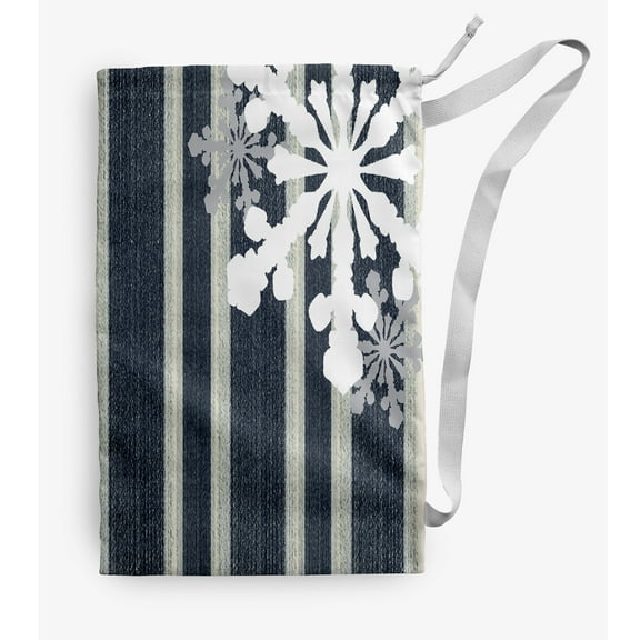 Simply Daisy Snow Flake on Stripes 18 x 29 inch Blue Laundry Bag