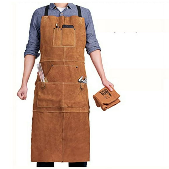 Apron - Canvas Apron - Carpentry, Electrician, Florist, Workwear - Baking and Grilling Apron - 98*62cm - Camel