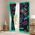 thumbnail image 3 of Homewish Abstract Gamer Curtains Pack of 2 (42x84 Each) for Teens Boys Girls,Video Game Curtains Blackout,Green Red Bedroom Curtains,Breathable Home Decor, 3 of 6