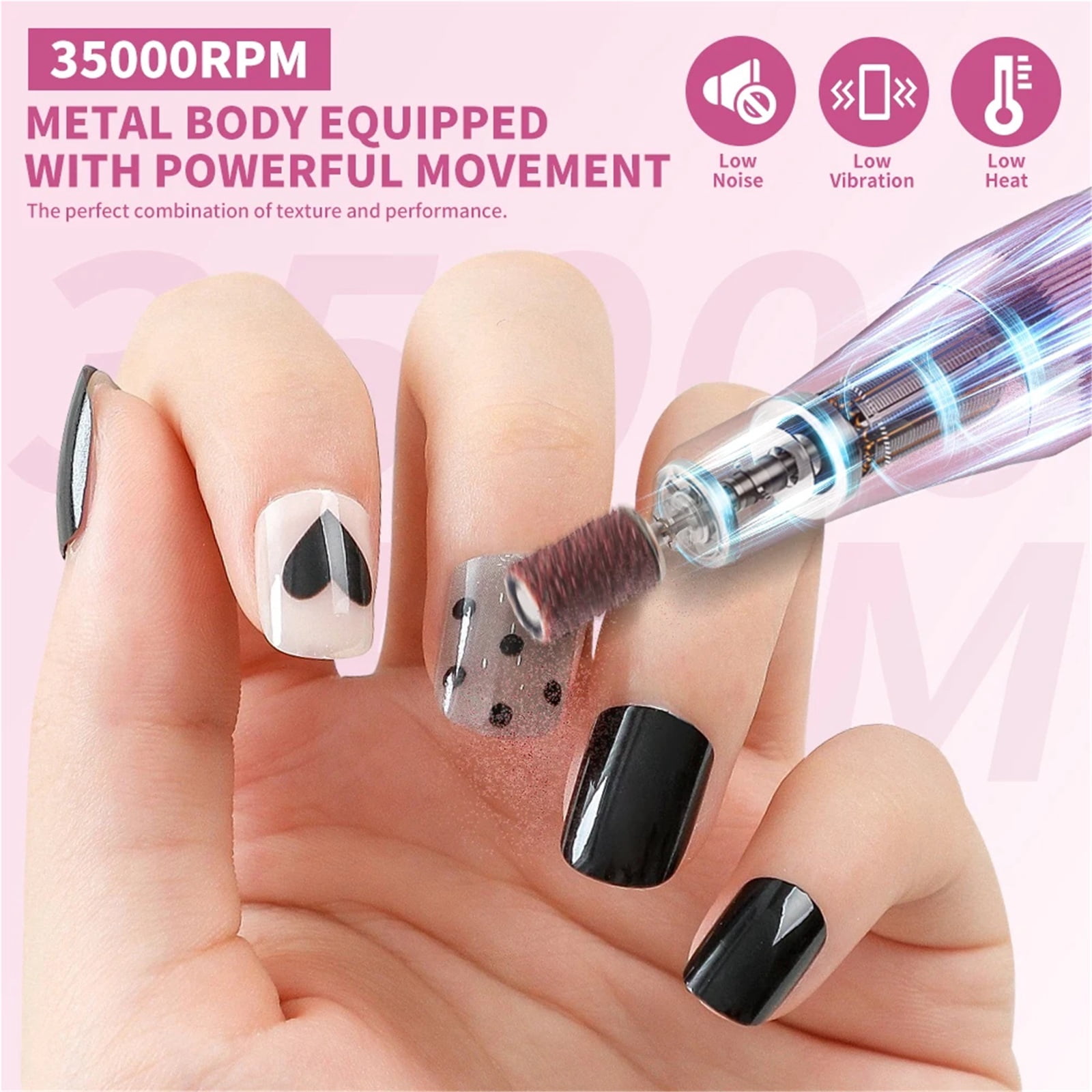 35000RPM Cordless Nail Drill Pen with Display Nail File Polishing Pen Rechargeable Nail Drill Convenient Nail Drill Salon Tool