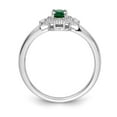 thumbnail image 2 of 14K White Gold Ring Band Gemstone Emerald Oval Green Diamond Round, Size 7, 2 of 3