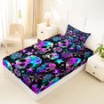 thumbnail image 4 of Homewish Happy Halloween Twin Sheets,Multicolor Gradient Skull Bedding,Green Purple,3 Pieces,1 Fitted Sheet and 1 Pillowcase, 4 of 6