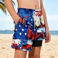 thumbnail image 4 of Odeerbi Boys Independence Day Swim Pantalones Patriotic Beach 2-In-1 Compression Liner Board Shorts Con Bolsillos, 4 of 9