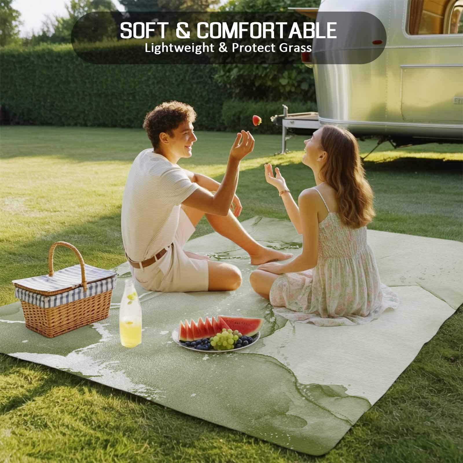 Outdoor Rug 5x8ft Sage Green Marble Large Area Rug Abstract Waves Cloud Indoor Outdoor Carpet Outdoor Rugs Mats for Patio Camping,RV,Front Door, Outside Decor