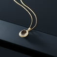 thumbnail image 5 of Gem Stone King 14K Yellow Gold Pendant 1.35 Ct Oval Brown Smoky Quartz White Diamond, 5 of 5