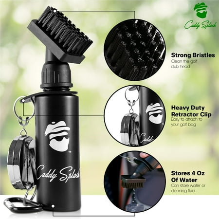 Caddy Splash Heavy Duty Golf Club Brush Cleaner with Retractable Clip, Nylon Bristles, 4 oz Water