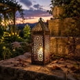 thumbnail image 5 of MMJ Candle Holder Metal Hollow Openwork Vintage Moroccan Lantern Tabletop Hanging Decor 12.00x3.74in, 5 of 6