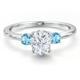 thumbnail image 3 of Gem Stone King 14K White Gold White Moissanite and Swiss Blue Topaz Engagement Ring for Women | 1.20 Cttw | Oval 7X5MM | Gemstone Birthstone | Size 5, 3 of 6