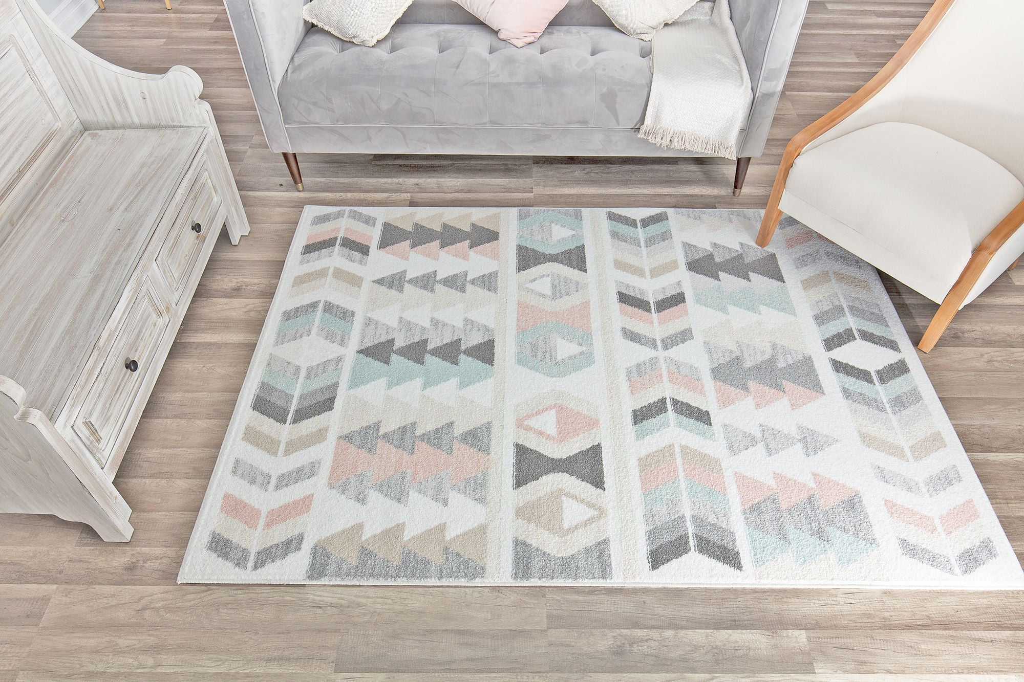 Rugs America Mika MO50A Mint Lime Geometric Contemporary Gray Area Rug, 2'6"x8'