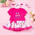 thumbnail image 2 of Angala New Easter Baby Outfit 2 Piece Set: Printed Bunny & Egg Romper With Hair Accessory Cute Holiday Dress For Infants. Cozy Stylish Baby Clothes 1-3 Months, 2 of 9