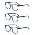 thumbnail image 3 of EYE ZOOM 3 Pack Retro Round Plastic Frame Reading Glasses for Men and Women, Navy Blue, +2.50, 3 of 5