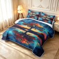 thumbnail image 3 of Homewish Tree Of Life Botanical Art Twin Quilt Set,Watercolor Gradient Twin Coverlet Set,Black Reversible,2-Piece, 3 of 7