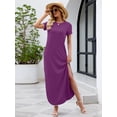 thumbnail image 3 of Chiclily Women's Summer Maxi Dress Loose Short Sleeve T-Shirt Long Dress Casual Side Split Sundress with Pockets, S-2XL, 3 of 9