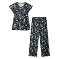 thumbnail image 6 of Fantaslook Flower Womens Pajamas Sets Two Piece Casual Lounge Sets Ruffle Sleeve Tops Wide Leg Pants with Pockets Summer Sleepwear Travel Outfits, 6 of 7