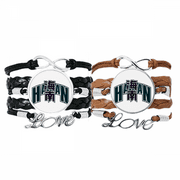 hainan city province bracelet hand strap leather rope wristband double set