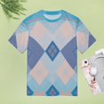 thumbnail image 5 of Diamond Grid Pattern T-Shirt O Neck Oversize T-Shirts Short Sleeve Classic Tees Women Summer Graphic Tops, 5 of 5