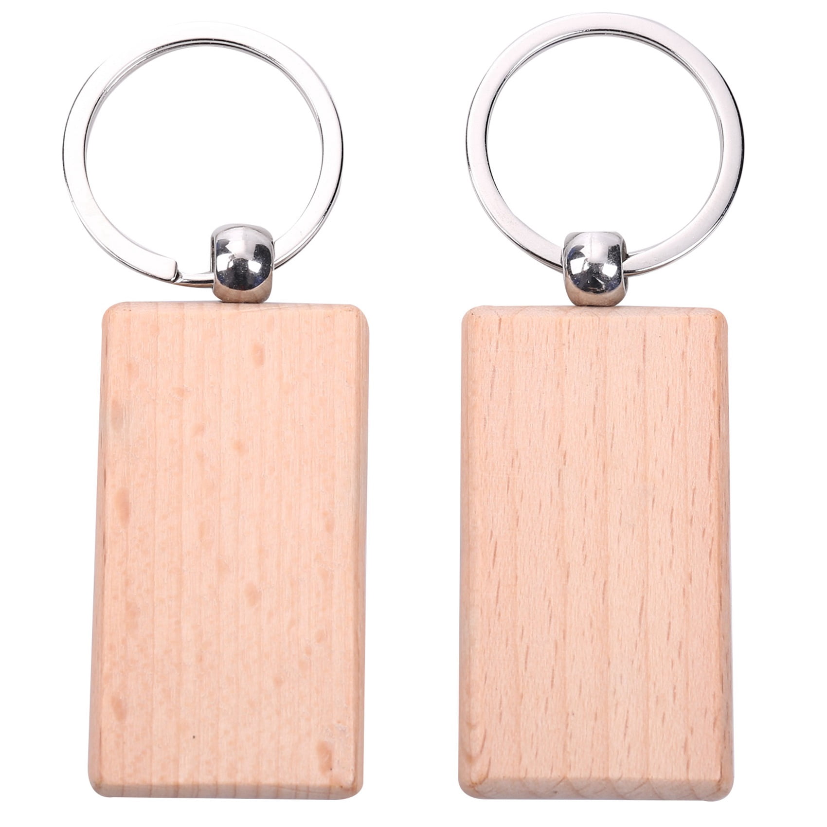 180Pcs Blank Rectangle Wooden Key Chain DIY Wood Keychains Key Tags Can Engrave DIY Gifts