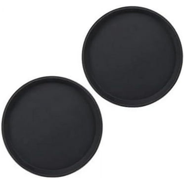 TrueCraftware- Set of 2 Round 11" Non-Slip Serving Trays Black- Restaurant Serving Tray Rubber Lined Serving Tray Serving Coffee Appetizer Breakfast Perfect for Kitchen Café Hotel and Restaurants