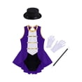 thumbnail image 3 of Linjinx Girls Outfit Festival Kids Cutout Back Leotard Jumpsuit with Accessory Purple 12, 3 of 5