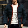 thumbnail image 2 of Christmas Clearance! AIEOTT Mens Puffer Jacket with Zipper Pockets Solid Color Stand Up Collar Lightweight Business Down Jacket Winter Casual Outerwear, 2 of 8