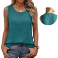 thumbnail image 7 of Fnhpitd Cotton-Linen Blend Tank Tops for Women Summer 2026 Casual Plus Size Sleeveless Gauze Shirts Tank Tops Basic Summer Casual Crewneck Blouse Green Size: L, 7 of 7