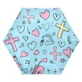 thumbnail image 6 of Doddle Crosses Bibles Hearts All Weather Umbrella Triple Folding Parasol 6 Ribs UV Protection Portable, 6 of 8