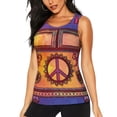 thumbnail image 2 of Picia Peace And Love Pattern Women's Workout Tank Top,Breathable Activewear,Slim Fit Athletic Top,Versatile Workout Moisture-wicking top-Large, 2 of 9