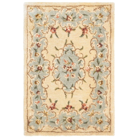 SAFAVIEH Bergama Drummond Oriental Wool Area Rug, Ivory/Light Blue, 2' x 3'