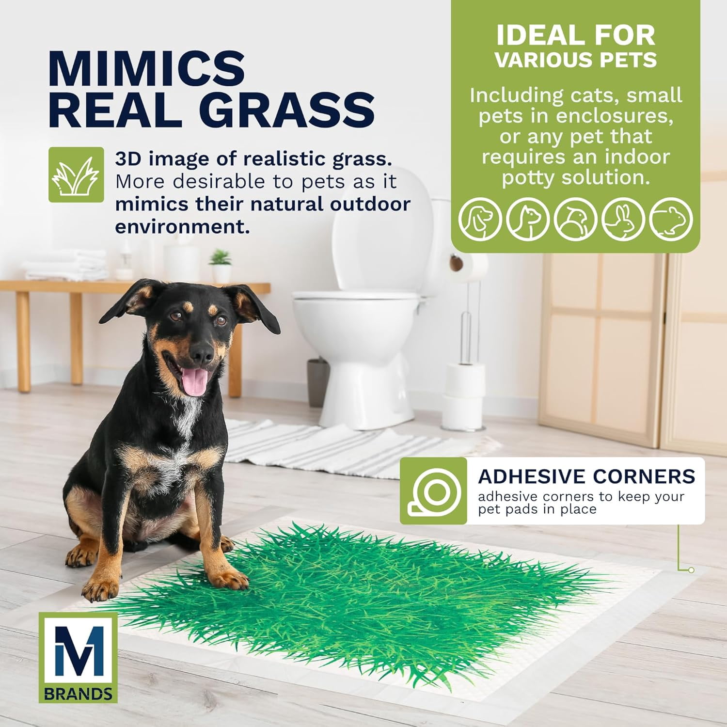 Big Dawg Pet Supplies XL Realistic Grass Printed Disposable Pet Pads. 28x34in Puppy Pee Pads for Dogs, Cats & Small Animal Wee in Handy Grab-n-Go Box. Absorbent Potty Training, Housebreaking Supplies