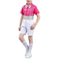 thumbnail image 2 of Xdegoge Teen Sequins Dance Outfits Dance Short Sleeve Dress Shirt and Elastic Waist Shorts Set with Bow Tie Cummerbund formal Performance Costume Party Wedding Sets, 2 of 7