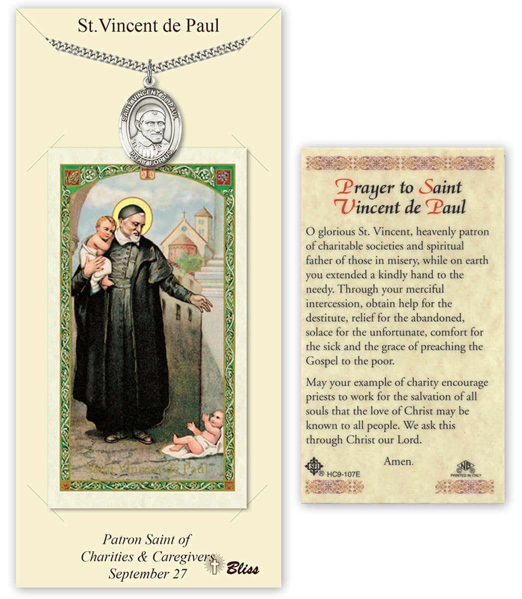 Bliss Pewter Saint Vincent de Paul Medal with Laminated Holy Prayer Card