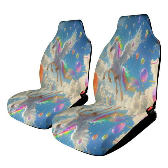 Rainbow Horse with Wings Car Seat Covers,Universal Auto Front Seats Protector Fits for Car,SUV Sedan,Truck