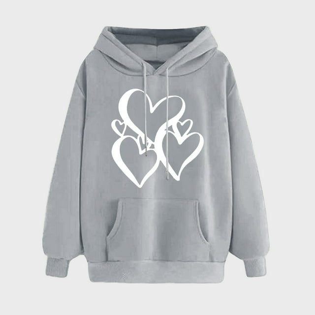 Women's Print Winter Hoodie Pullover Tops Long Sleeved Comfortable Sweatshirt