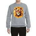 thumbnail image 2 of Lion With Sunglasses Animal Lover Unisex Crewneck Graphic Sweatshirt, Heather Grey, Large, 2 of 3