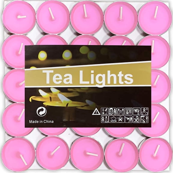 Tea Lights - 50 Pack Smokeless, Dripless & Long Lasting Mini Tealight Candles for Mood, Dinners, Parties, Home Decoration, Wedding, Crafts (Pink)