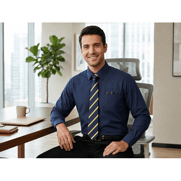 dark blue dress shirt Anto Beverly Hills Front Pocket Bari Dress Shirt Navy