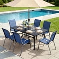 thumbnail image 2 of TLSUNNY Outdoor Furniture Set of 7, Outdoor Patio Dining Set W/ Umbrella Hole, 6 Stackable Chairs for Backyard (Umbrella Not Included), 2 of 12