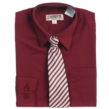 shirt tie dress burgundy boys striped button gray toddler 4t 2t walmart
