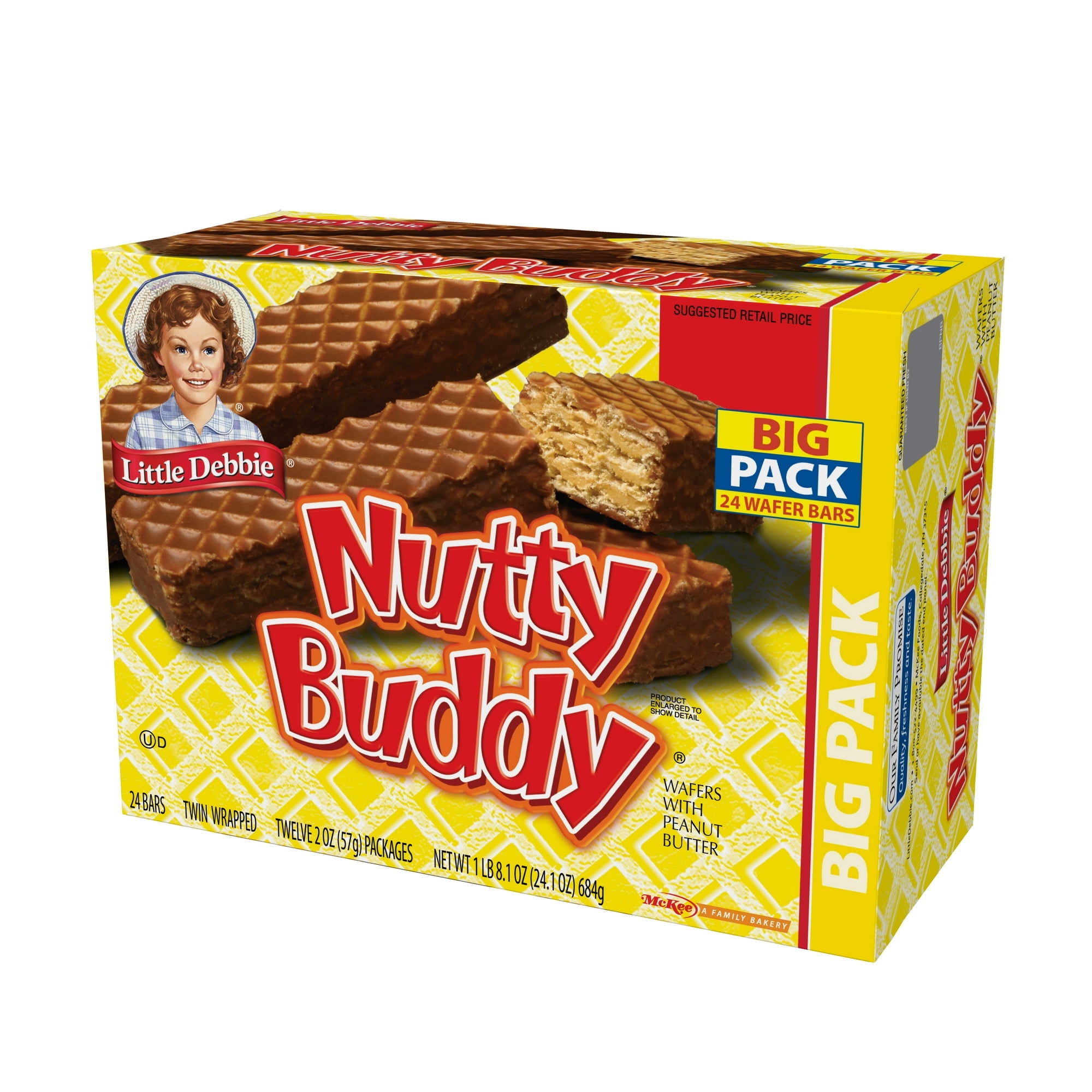 Little Debbie Big Nuddy Buddy Wafer Bars 24.1 oz 24 count (Pack of 4)