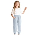 thumbnail image 4 of ZXLBBD Girl's Elastic Waist Joggers Sweatpants with Embroidery Design Loose Fit Sporty Trousers for Big Kids Fall Durable Casual Outdoor,Light Gray,Size 15 Y-16 Y, 4 of 5